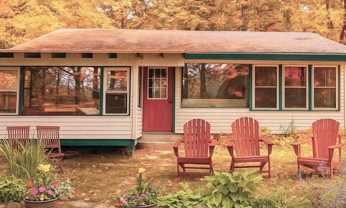 Keeseville Cabin | Cozy autumn retreat, lakeside with hot tub and fire pit, perfect for couples!