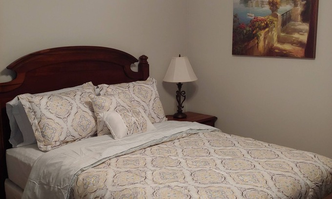 Lawrenceville House | Cozy bedroom with private bathroom, and separate, direct access entrance.