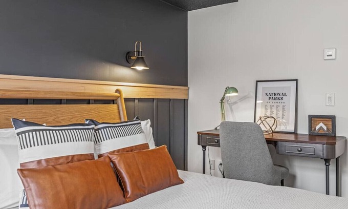 Canmore Apartment | Cozy Central Canmore- Light Industrial Hotel Room- very cool and comfortable ground-level room for 2, central, quick access to Banff