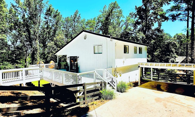 Flowery Branch House | Cozy Lake House on south end of lake, private dock, and hot tub