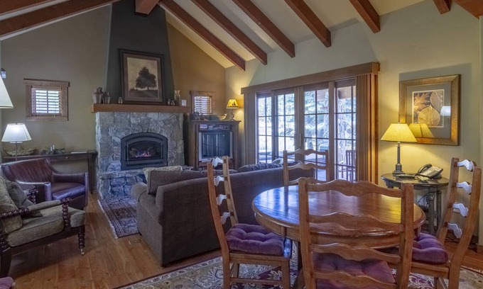 Tamarack Cottage | Cozy Living Room w/ Stone Fireplace | POMA Lift Access | Private Hot Tub & Patio