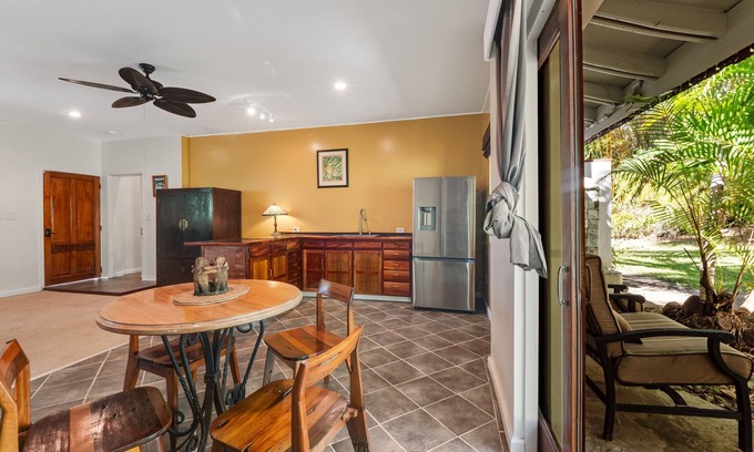 Honokaa House | Cozy Ohana suite with private patio, deck, & tropical garden setting
