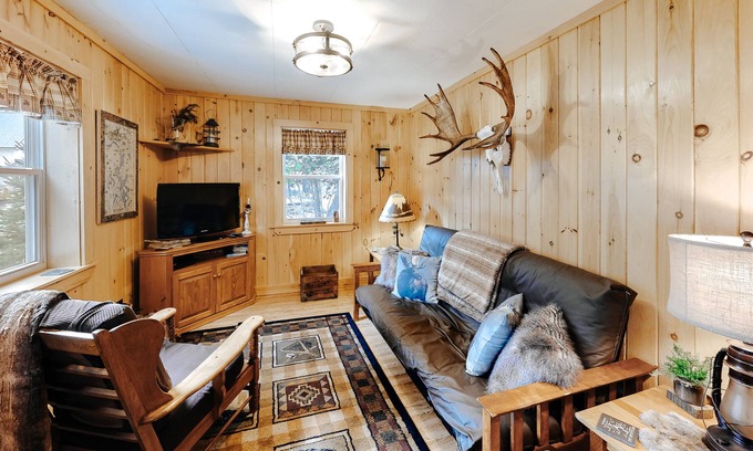 Shirley Mills House | Cozy & secluded getaway w/ a full kitchen & firepit - walk to the lake