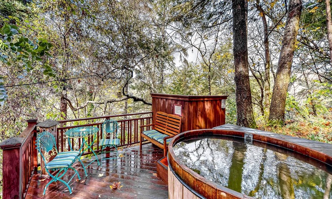 Duncans Mills House | Craftsman Gem with Hot Tub, Sauna, Lush Gardens & Decks Lovely River Views