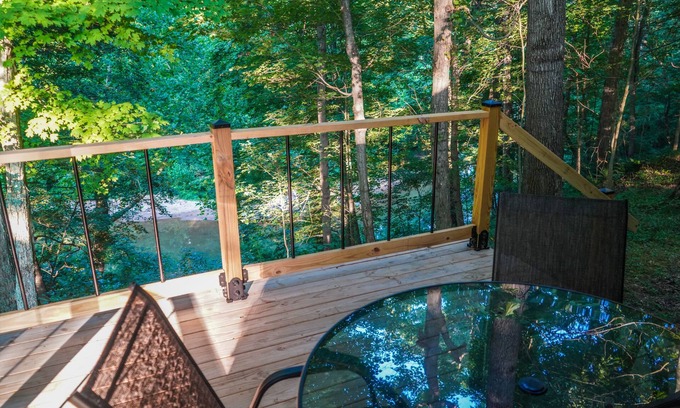 Chillicothe Cabin | Creek View, Covered Decks & Private Hot Tub, Woods, Peaceful, Wildlife!