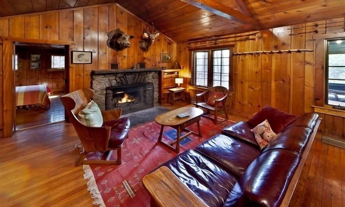 Milford Cabin | Creekside Knotty Pine 1930s Lodge on 575 Acre Forest Preserve