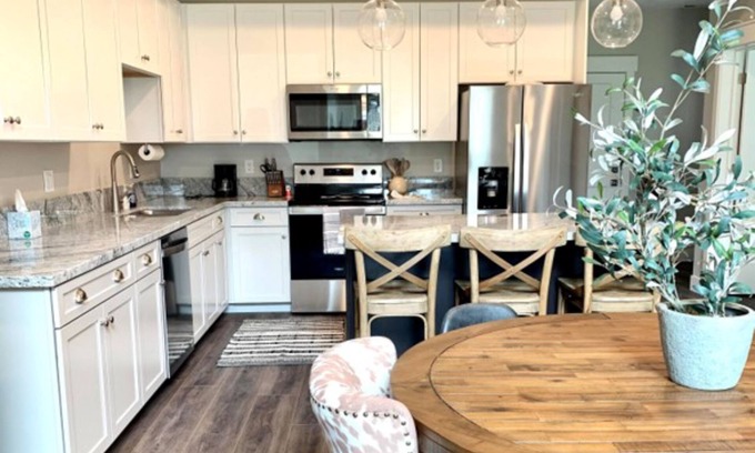 Swan Valley House | Creekside Swan Valley home with epic mountain views, patio, BBQ, & central AC