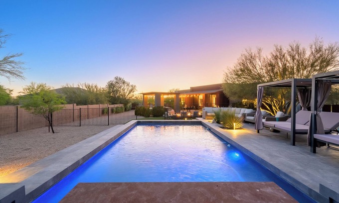 Desert View Village House | Custom Desert Modern 5 bedroom including Casita! Pickleball, Hot-Tub, Put-Put