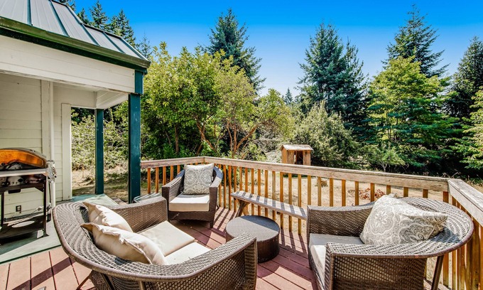 Clinton House | Darling Cottage in the Trees w/Free WiFi, Full Kitchen, Wood Stove, & Gas Grill
