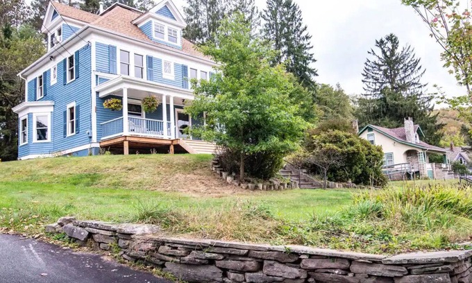 Jeffersonville House | Delaware Valley getaway with wood stove and hot tub