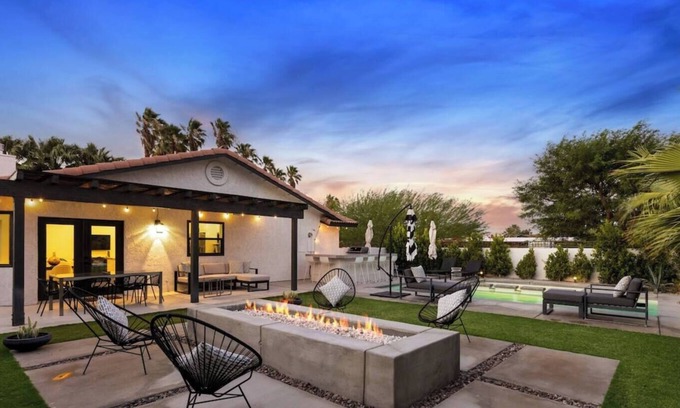 Racquet Club South House | Desert Escape w/Pool, Spa, Fire Pit + BBQ Bar