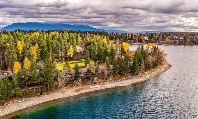 Whitefish Condo | Dog-friendly condo with lake views, private balcony, hot tub, & pool