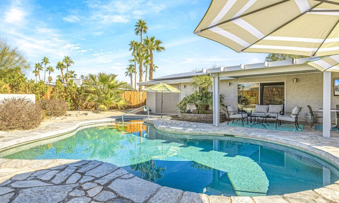 Racquet Club South House | Dog-Friendly Desert Retreat w/ Private Pool/Spa, Firepit, Mtn Views, & Free WiFi