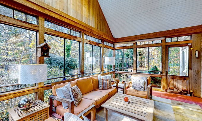 Truro House | Dog-friendly, hilltop home near the beach with hot tub, firepit & gorgeous porch