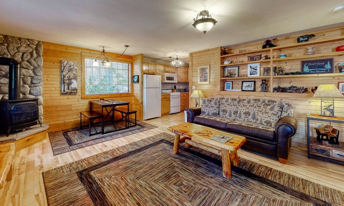 Fryeburg Apartment | Dog-friendly home with fireplace, washer/dryer, patio, cable, & WiFi