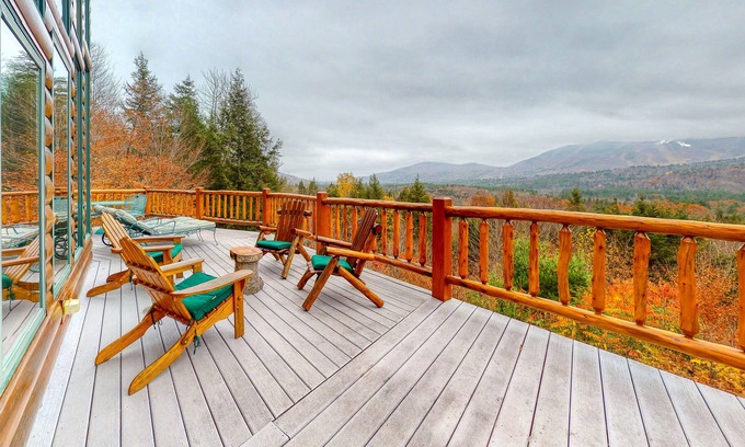 Sunday River Area House | Dog-Friendly Lodge w/ 180-Degree Mountain View, Large Deck, & PetSafe Dog Fence