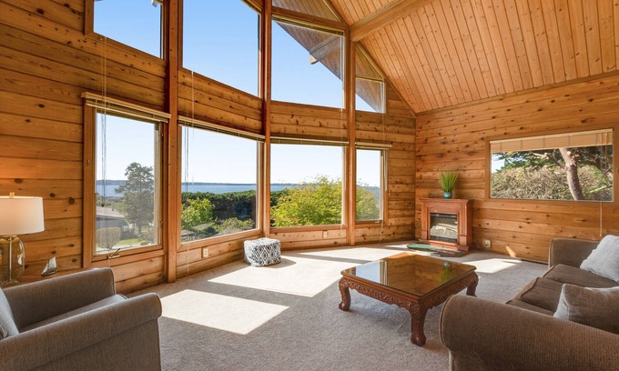 Freeland House | Dog-friendly waterview home with gig wifi, deck, beach access, and hot tub