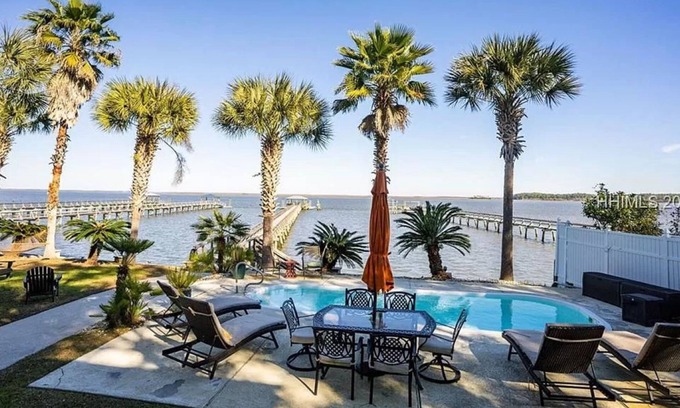 Saint Helena Island House | Dreamworthy, waterfront St. Helena home with pool and deep water dock.