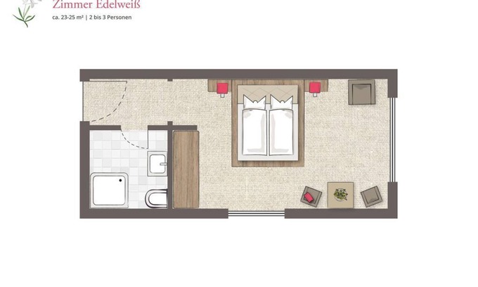Huettschlag Hotel | Dreibettzimmer "edelweiss" 3-5 ÜN Winter - Hotel Almrösl