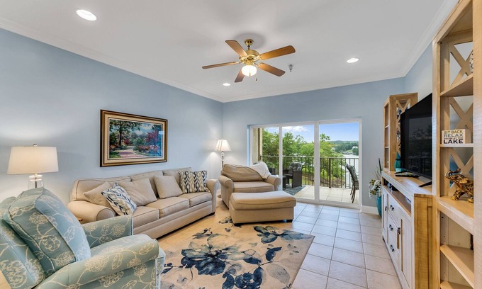 Jasper Condo | Duncan Bridge 332 - Lots of seating on the balcony for enjoying lake views morning and night!