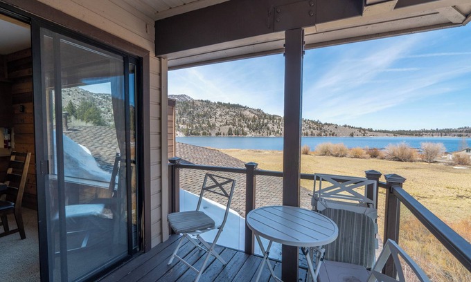June Lake Condo | Edgewater #10 , Magnificent Panoramic view of June Lake through lg picture window