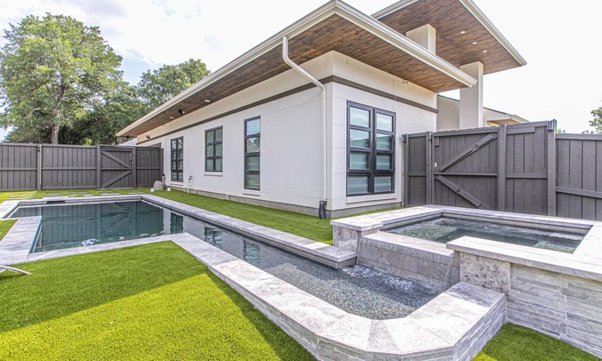 Lewisville House | Elevated Elegance Saltwater Pool Place-Heated Pool