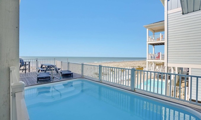 Long Beach House | Elevated Pool In-Deck -7BR/5.5BA House - Oceanfront, Elevator, Sleeps 24