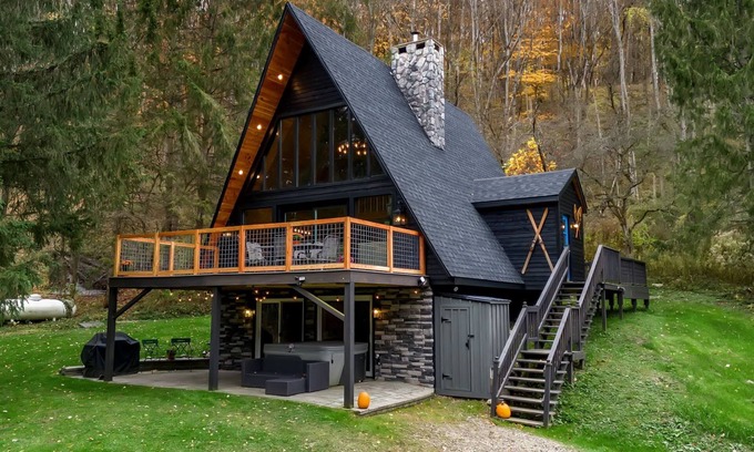 Little Valley Ski Chalet | Ellicottville Newly Remodeled A-Frame 4.7 Miles From the Village with a hot tub!