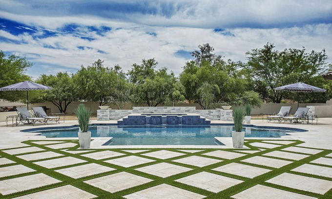 Sundown Manor House | Entire Home & Guest House! Resort Style Pool, Pickleball Court. 5 Star Property