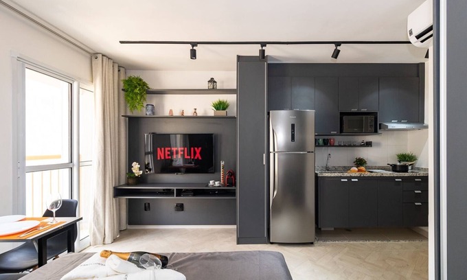 Pinheiros Apartment | Estúdio Moderno com AC e Rooftop