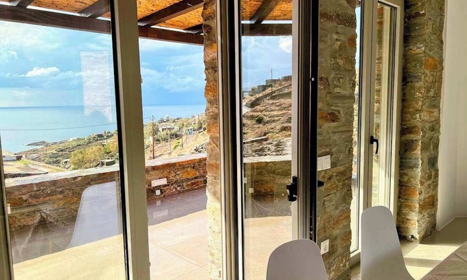 Pisses Apartment | Experience Authentic Charm at Tzia Stone Apt with a Modern Twist and Sea Views
