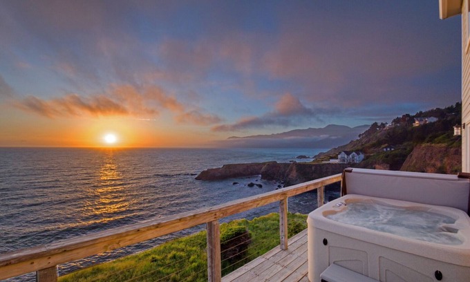 Shelter Cove Condo | Exquisite Oceanview! by OceanviewHotTubs Tesla Charging Shelter Cove Oceanfront