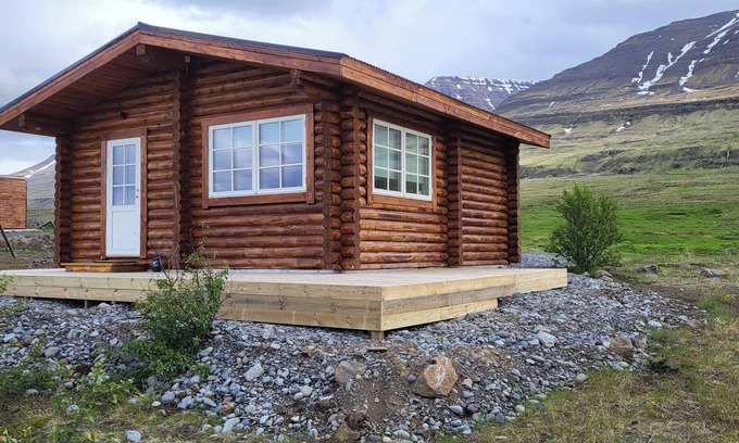 Akrahreppur Cabin | Family Log House in the rural North Iceland. Brand new with a stunning view.