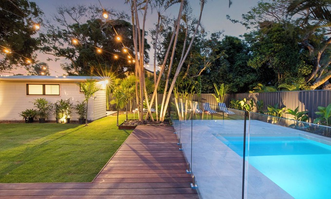 Suffolk Park House | Family Retreat - Architect design home with mineral pool and outdoor fireplace