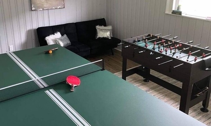 Johnson City House | Farmhouse with game room, creek and fire pit
