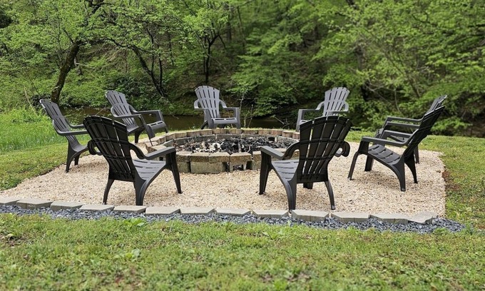 Sevierville Cottage | Flexible Cancellation Smokies and Smores Riverside Firepit pet friendly.