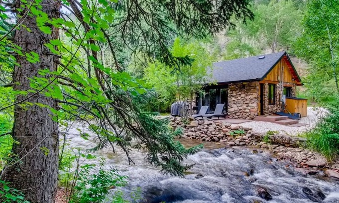 Idaho Springs Cabin | FLINT FUN & COZY Boho Mod Mountain CREEKSIDE CABIN