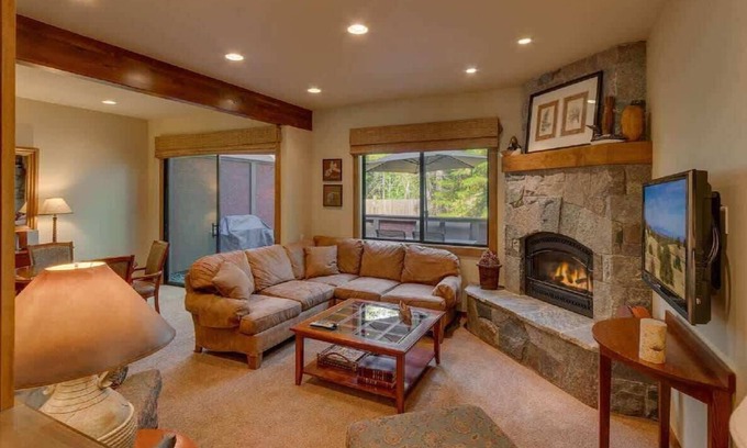 Tahoe Tavern House | Forest view condo includes pool, beach, pier, tennis, pickle ball-walk to town!