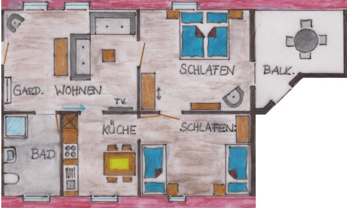 Nordheim a. Main Apartment | Gemütliche 70qm Ferienwohnung mit Balkon, kostenfreies Parken und WLAN, Frühstücksbuffet, voll ausgestattete Küche