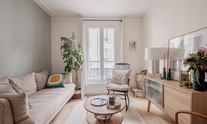 Epinettes Apartment | Gentle Greens, by Veeve