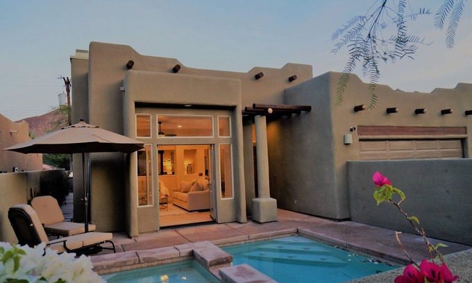 La Quinta Cove House | Glamorous Santa Fe Villa 3 BR with Pool + Spa stunning Mountain Views #064809