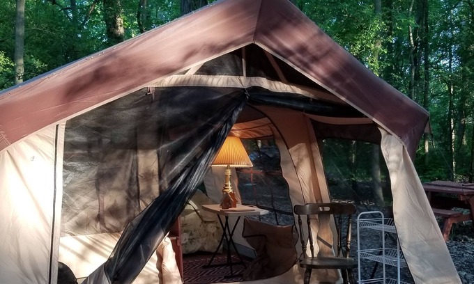 Waterloo RV Rental | Glamping Tent in the Woods