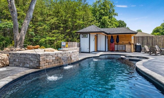 Sevierville Cabin | H2Oasis: Private Heated Outdoor Swimming Pool and Mountain Views