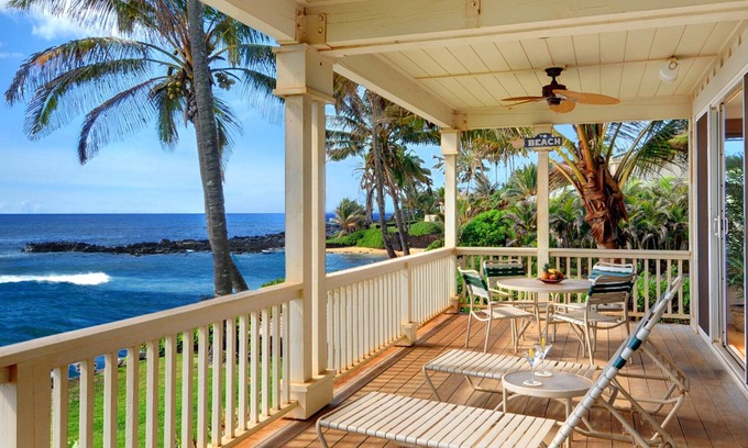 Poipu House | Hale Mahana Kai By Parrish Kauai: spacious oceanfront living w/AC in bedrooms!