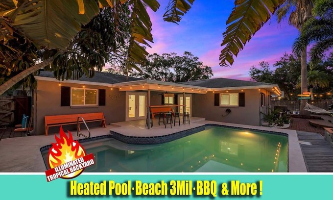 Largo Villa | Heated Pool House: Beach 3Miles · Bar · BBQ & GYM!