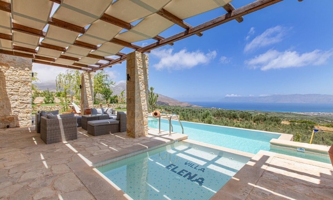 Karefiliana Villa | Heated pool + hydro-massage ★ Sea view ★ Near Falasarna