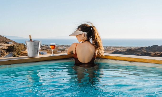 Naxos Apartment | Heliopetra Seaview Suite with small Private Heated Pool at Kastraki Naxos island