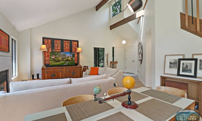 Fontana Condo | HipNautic - Contemporary Condo in Abbey Springs |Patio View of Duck Pond |Beach Access |Pools |Golf