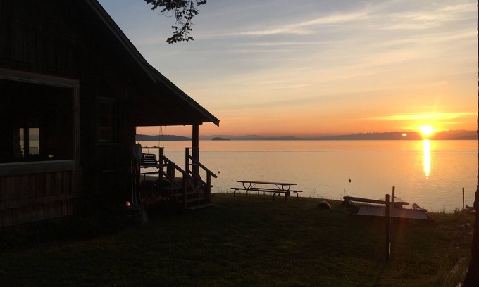 Eastsound Cabin | Historic lodge, new wing, ocean-front, private beach, kayaks, hot tub, and more!