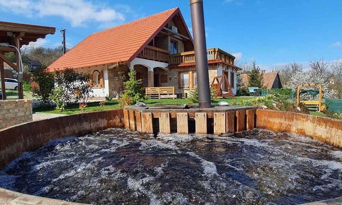 Balatonendred House | Holiday home in a picturesque landscape with a view and garden kitchen, wooden barrel with whirlpool and sauna